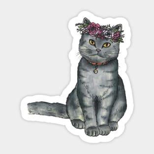 Flower Crown Cat Sticker